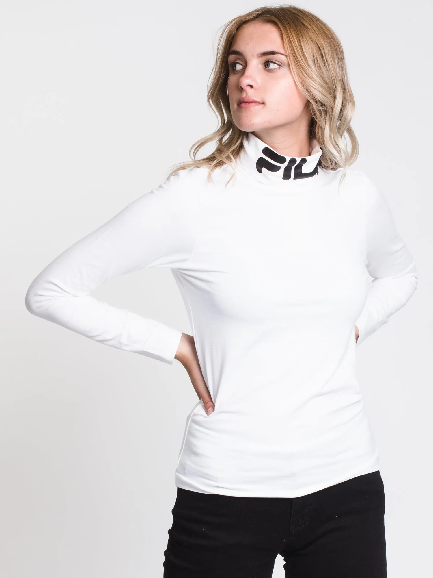 WOMENS YVETTE TURTLENECK - WHITE - CLEARANCE